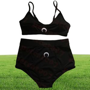 Moon Embroidered Swimsuit Bikinis Set Designer Womens Bra Briefs Set High Waist Ladies Underwear Two Colors9994652