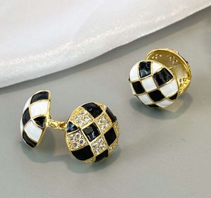 Checkerboard Stud Double-Sided EarringsThe Designer Net Red The Same Wear Temperament Ins Fashion Jewelry Women Before And After