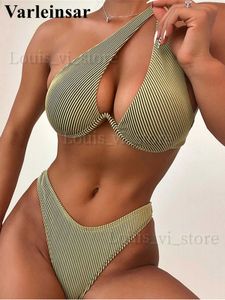 Women's Swimwear Ribbed Underwired Asymmetric Bikini Female Swimsuit Women Swimwear Two-pieces Bikini set Bather Bathing Suit Swim Lady V3843 T240227