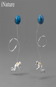 Inatur 925 Sterling Silver Lapis Lazuli Space Astronaut Long Tassel Drop Earrings for Women Fashion Jewelry 2106242049493