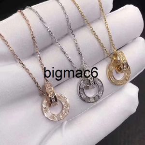 new fashion love necklace jewelry men women double ring full bore two rows of drill necklace octagonal screw cap lover couple gift