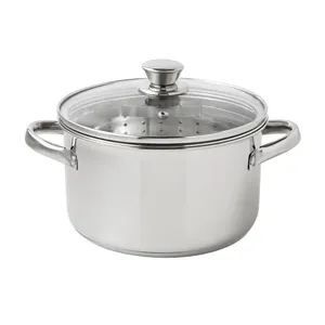 Double Boilers Stainless Steel 4-Quart Steamer Pot With Glass Lid