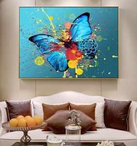 Canvas Painting Wall Posters and Prints Colorful butterfly HD Wall Art Pictures For Living Room Decoration Dining Children el H6140753