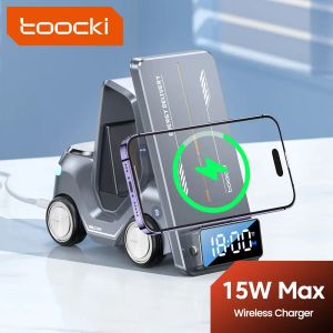 充電器Toocki 5 in 1ワイヤレス充電器電話のiPhone 15 14 13 15W Apple Watchイヤホン用の磁気ドックステーション高速充電ステーション