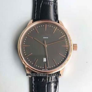 NEW Rose Gold Case 85180 000R-9166 85180 000R-9232 Miyota 8215 Automatic Mens Watch Black Dial Leather Strap 40mm Gents Watches 9 222S