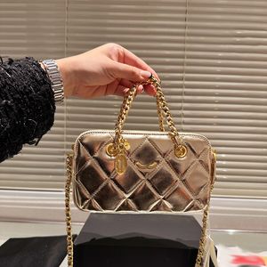 Portafoglio Borsa per cellulare Borsa a tracolla da donna di design 20 cm Caviale Pelle di pecora Diamante Oro Hardware Chiusura metallica Borsa di lusso Borsa a tracolla a catena Matelasse Borse per il trucco