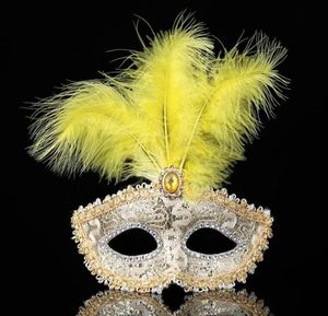 Maschera piume maschere per feste di matrimonio maschera per travestimento maschera veneziana donne Lady maschere sexy Carnevale Mardi Gras Costume G11712330524