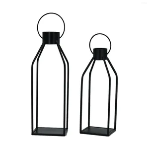 Candle Holders Metal Lantern Decorative Pillar Holder Candlestick Farmhouse Decor For Mantle Wedding Parties Porch Table