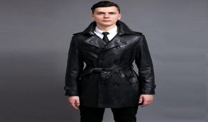 FashionMen039s Pelz Faux Luxus Schwarze Jacke Wash Pu Leder Trenchcoat Für Herren Plus Größe 6xl Mode Zweireiher Mann J2963216