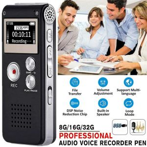 Spelare Portable Mini Voice Recorder Digital Sound Recorder Buildin 8/16/32G Telefoninspelare 3D Stereo WAV MP3 -spelare med mikrofon