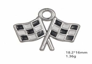 2021 Charms con bandiera a quadri in bianco e nero smaltato in lega di zinco per la creazione di gioielli Altri gioielli personalizzati6958884