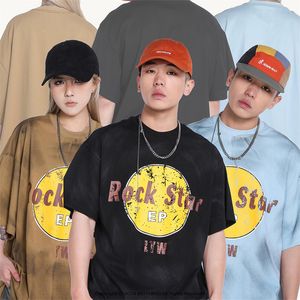 Heavy Made 24ss USA Mud Dyeing Vintage Print Washed Tee Men t shirt Spring Summer Women Oversize Street skateboard Casual cotton Tshirt 0227