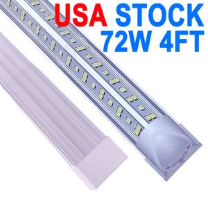 72W 4FT LED Shop Light, 7200lm 6500K Super Bright White, V Shape Integrated T8 LED Tube Light Linkable Ceiling Light Fixture for Workbench Cabinet Barn USA crestech