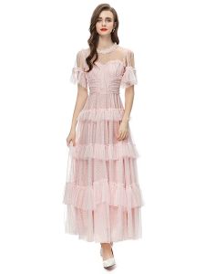 Luxury New Summer High Quality Ladies Fashion Party Sweet Sexy Mesh Cake Girls Vintage Elegant Gorgeous Long Dresses For Women