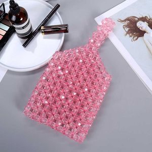 Shoulder Bags New Beaded Bag Women s Solid Crystal Handbag Korean Mini Fashion Mobile Phone 240427