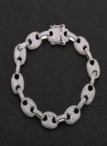 Bransoletowa łańcuch z cyrkonem Materiał miedziany Złoty srebrny kolor bling cz men Hip Hop Bracelets1973252