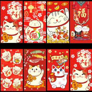 Torby (30 sztuk/działka) kreskówka Lucky Cat Red koperty szczęśliwego nowego roku pieniądze koperty urocze Baby Born Red Pocket Bag