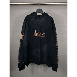 Sanskrit män tröjor Autumn Balenciiagas hoodie Mens Winter Fashion Designer Hoodies Paris handmålad graffiti tvättvatten gamla huva män womensez0