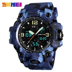 Skmei Top Luxury Army Camo Sports WatchesMen Quartzデジタル防水スポーツ時計男性Relogios Masculino Wristwatch203g