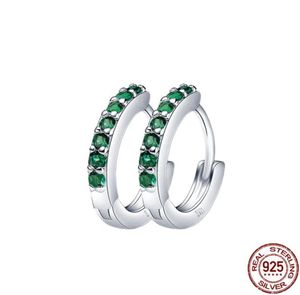 2021 New 100 Real 925 Sterling Silver Emerald Green Multisize Round Zircon Earrings for Women Birthday Fashion Jewelry Gift4769850