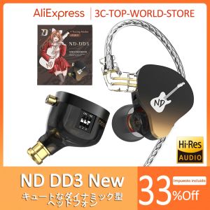 Hörlurar Original ND DD3 HIFI Wired Earphone Dynamic Sport hörlurar Bass Stereo Headset Musik Eörnäckar 3,5 mm i örat med Mic