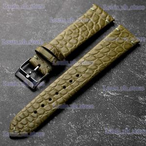 Titta på band Ultra-Thin Soft Crocodile Leather Strap 20 22mm Crocodile Leather Premium Vintage Style Armband For Men Quick Release Design T240227