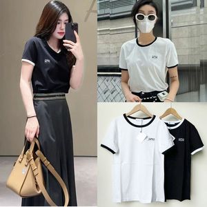 Classic Logo Embroidered T-shirt Spring/summer Versatile Loose Round Neck Pocket Short Sleeve Women's T-shirt