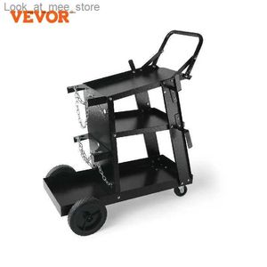 Shopping Carts VEVOR welding car 3-layer with rotating wheels and safety chain used for rolling tank storage of plasma cutting machine Q240227