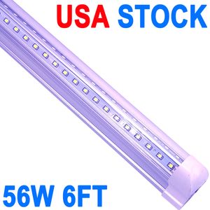 (25-Pack) 6ft LED-butiksljus fixtur, V-form 56W 5600LM 6500K (Daylight White), 6 fot, 72 '', Clear Lens T8 Integrated LED Tube, Länkbara LED-glödar Garage, Workshop Crestech