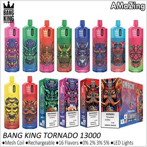 Puff 13K Bang King Tornado 13000 Puffs Disposable Vape Mesh Coil E Cigarettes 23ml Pre-filled Pod Carts Rechargeable Vaper vs 12000 12k 15000 9000 15k 9k