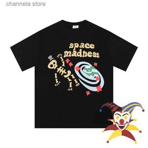 Homens camisetas Space Madness Planeta Quebrado T-shirt Homens Mulheres Melhor Qualidade Crânio Imprimir Top Tees Camiseta T240227