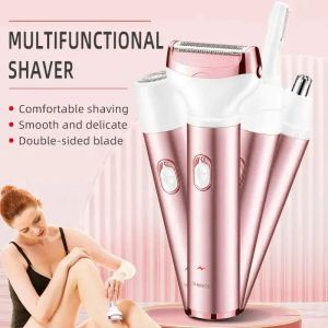 Epilatory 4 w 1 Elektryczna maszynka do golenia dla kobiet Lady Shaver Body Hair Trimmer do pachy bikini ramię noga twarz wąsy przenośne bezbolesne