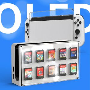 Stands for Nintendo Switch OLED Charger Dock Cover Case With Game Card Storage Dustproof PC Hard Shell for Nintendo Switch Game Case