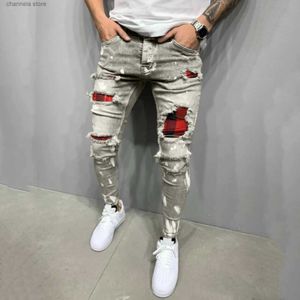 Jeans da uomo Jeans da uomo con strappi laccati Fascia per jeans alla moda e popolare T240227