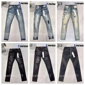 lila jeans designer jeans för män kvinnor byxor denim byxor svart mitten smal passform motorcykel jean sommarhål hight kvalitet retro streetwear svettbyxor