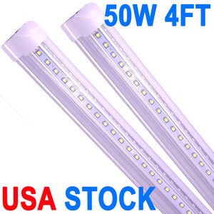 4 ft LED mağaza ışık fikstürü - 50W T8 Entegre LED tüp ışığı - 6500K 5000lm V -şekilli bağlantılı - 270 derece garaj, dükkan -yüksek çıkış - açık kapak - Crestech tak ve oynat