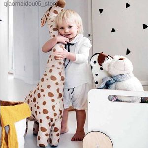 Bambole di peluche 100 cm di grandi dimensioni simulazione giraffa peluche con morbido ripieno animale giraffa sonno bambola giocattolo regalo di compleanno per ragazzi e ragazze giocattolo per bambini Q240227