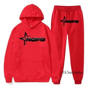 MEN MAWN TRACHESSUITS NOFS Letters Graphic Printed Sportswear مجموعة غير رسمية لقطعة من قطعتين من سروال Sweatshirt بدلة الركض Y2K الملابس 589