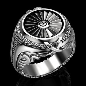 Новое поступление, креативное кольцо турбины из тяжелого металла, мужское винтажное кольцо в европейском и американском стиле в стиле панк, посеребренное ювелирное изделие274f