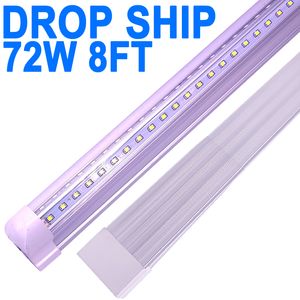 8ft LED -butiksljus, 8 fot 8 'V -form Integrerad LED -rörljus, 72W 7200lm Klar täckning Länkbar ytmonterad lampa, ersätt T8 T10 T12 skåp fluorescerande ljus Crestech