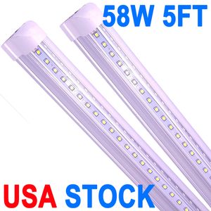 5Ft Led Shop Lights Fixture ,5Feet 58W 5800lm 5' Garage Light 60'' T8 Integrated LED Tube , Plug and Play High Output Surface Mount, Linkable Led Bulbs Garage crestech