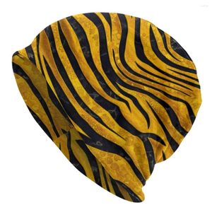 Berets tigre impressão gorro chapéus clusters de ouro chapéu de tricô hippie elástico térmico unisex bonés primavera design na moda bonnet presente