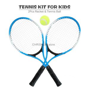 Tennis Rackets 2Pcs Kids Outdoor Sports Tennis Rackets Tennis String Racquets with 1 Tennis Ball and Cover Bag Iron Alloy 3 Colors OptionalL2402