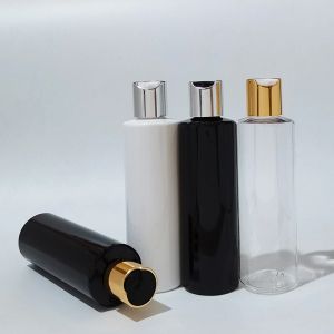 Bottles 10X100ml/150ml/200ml/250ml White/Black Plastic Lotion Bottle With Gold Disc Cap,Essential Oils Cosmetic Packaging Shampoo Bottle