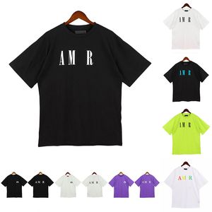 Мужская дизайнерская футболка Amirs, футболка с графическим рисунком, одежда, мужские рубашки, модная футболка с буквенным принтом и круглым вырезом, черно-белая футболка с коротким рукавом для женщин, футболка большого размера