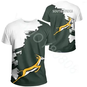 Herr t-skjortor sydafrikanska springbok unik t-shirt skrap stil klädzon casual tryck gata