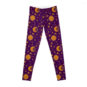 Active Pants Bohemian 90 -talets Sun and Moon Celestial Pattern Leggings Joggers för Push Up Tights Gym's Clothing Sport Set Womens