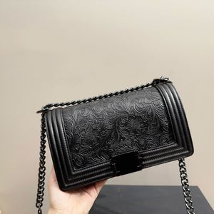 Projektant damski LE Emboss Vintage Torby Flape SHW SIRE Srebrny metalowy metalowy łańcuch Crossbody Crossbody torebki czarne czerwone białe 3 kolory torebka zewnętrzna 25x15 cm