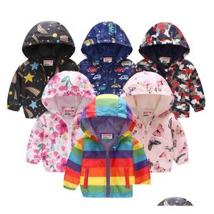 Jackets&Hoodies Kids Designer Clothes Boys Girls Jackets Coats Zipper Windbreaker Leopard Dinosaur Waterproof Hoodies Fashion Children Dhnso