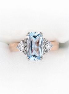 925 Sterling Silver Wedding Rings Gemstone Blue Topaz Rose Gold Plated For Women Luxury Elegant Fine Jewelry ovanliga tillbehör 24200219